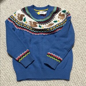 Mini Boden Fair Isle Blue Patterned Sweater